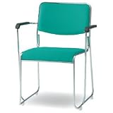 【オフィス家具-TOKIO】【FSC-15MAL】ミーティングチェア　メッキ脚肘付きタイプ　（ビニールレザー） ［ワイン］