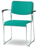【オフィス家具-TOKIO】【FSC-15MA】ミーティングチェア　メッキ脚肘付きタイプ　（布） ［レッド］ TOKIO