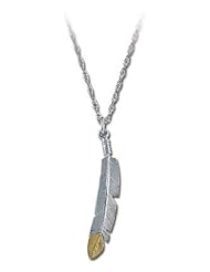 Landstroms Sterling Black Hills Silver Feather Pendant with Gold Tip - PE828SS