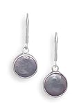 Grey Cultured Freshwater Coin Pearl Lever Back Earrings