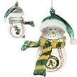 Oakland Athletics 3" Acrylic Striped Home Run Snowman - MLB Baseball