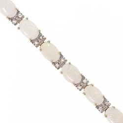 Opal & Diamond Tennis Bracelet Set in 14K Yellow & White Gold