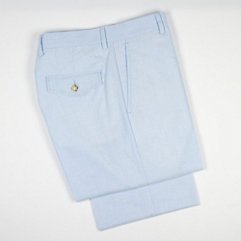 Flat Front Cotton Oxford Trousers