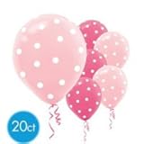 20 ct Round Helium Quality 12" Pink Polka Dot Balloons