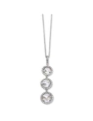 Cheryl M. Sterling Silver 3 Stone Round CZ 18in Necklace
