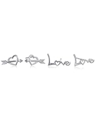 Kate & Lucy Girls Sterling Silver Love and Heart 2 Piece Earrings Set