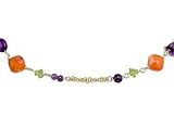 Multi-Gemstone and Carnelian 14K Gold Necklace