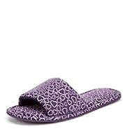 Open Toe Heart Print Mule Slippers