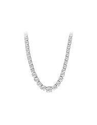 Diamond Graduated Tennis Necklace in 14K White Gold 16 Carat Diamonds