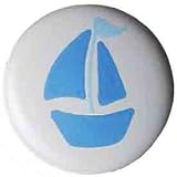 White w Chambray Blue Sailboat Furniture Knob by Unknown