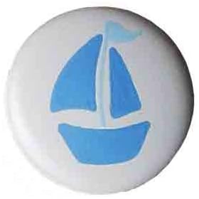 White w  Chambray Blue Sailboat Furniture Knob from aBaby Furniture
