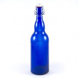 1 Liter Cobalt Blue Flipper Bottles (Grolsch Style) 33 oz (Case of 12 bottles)