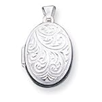 Sterling Silver Scroll Oval Locket