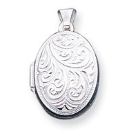 Sterling Silver Scroll Oval Locket