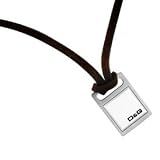 Rim with Insert Silver Tone and Leather Necklace