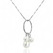 14K White Gold Fresh Water Cultured Pearl Pendant with Chain -18''