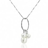 14K White Gold Fresh Water Cultured Pearl Pendant with Chain -18''