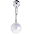 Solid 14KT White Gold PEARL GEM Belly Ring
