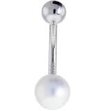 Solid 14KT White Gold PEARL GEM Bell Ring