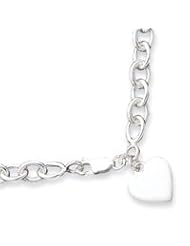 Sterling Silver with Heart Link Necklace - 18 Inch