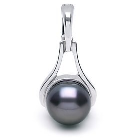 PearlsOnly Enhancer Black 9-10mm AA Freshwater Sterling Silver Pearl Pendant by PearlsOnly