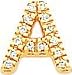 14K Yellow Gold Diamond Initial Letter A Charm Pendant