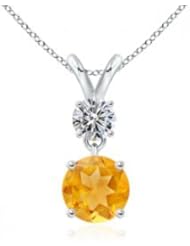 0.61 ct Round Citrine and Diamond V-Bale Pendant Necklace