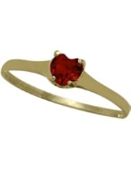 14 Karat Yellow Gold Genuine Garnet Heart Solitaire Baby Ring