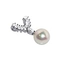 Stering Silver Simulated Diamond cz & Pearl Pendant