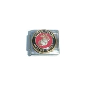 Clearly Charming Marine Corps Crest Seal Italian Charm Bracelet Link