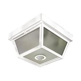 Heath Zenith SL-4305-WH Motion-Activated Five-Sided Porch Light, White Brass with Frosted Glass