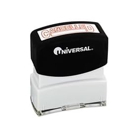 Universal 10045 - Message Stamp, CANCELLED, Pre-Inked/Re-Inkable, Red-UNV10045