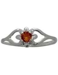 10 Karat White Gold Genuine Garnet Flower Solitaire Baby Ring