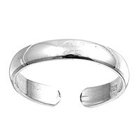 Sterling Silver Plain Toe Ring - Round Surface - 3mm Band Width