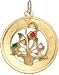 Round Open Back Flower Basket , 14K Gold Charm