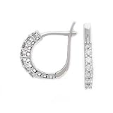 14k White Gold & Diamond Hinged Hoop Earrings (0.33ctw)