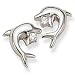 Dolphin with clear round CZ Solid Sterling Silver Earrings