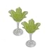 2 Pc Glass Rose Votive Holders - Green