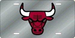 Chicago Bulls Silver Laser Cut License Plate