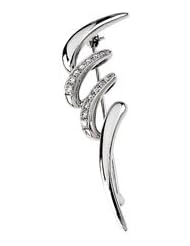Diamond Brooch 14K White Gold 1/4Ctw Diamond Fashion Brooch