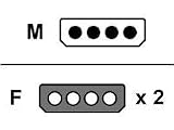 3 Large Lp4 Internal Power Y-splitter Cable 1-male/2-femal