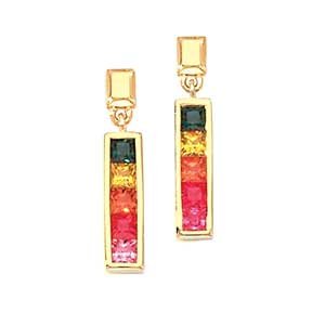 10k Gold & Multi-Color Created Sapphire Earrings (2.02ctw)