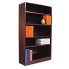 ALERA Radius Corner Bookcase, Finished Back, Wood Veneer, 5-Shelf, 36x12x60, Mahogany by Alera