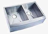 0505AP 50/50 Apron Front Farm House 16 Gauge Double Bowl 304 Surgical Stainles Steel Sink