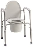 Product details for Deluxe All-In-One Steel Commode with Plastic Armrests