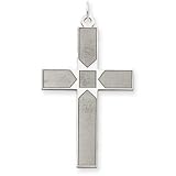 14k White Gold Laser Designed Cross Pendant
