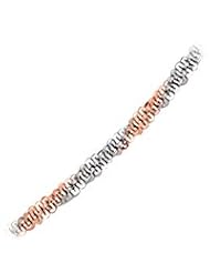 18" Rose and White Sparkle Neck Chain in 14K Two-Tone Gold