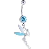 Solar Blue Gem ENAMEL FAIRY DUST Dangle Belly Ring