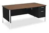 Modular Single Right Pedestal Desk With Walnut Top - Hon Steel Desks