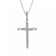 Diamond Cross Pendant in Solid White Gold with Necklace